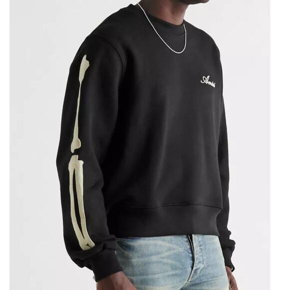 Amiri Black Bones Crewneck Sweatshirt pullover L skeleton arm bones goth emo - Picture 1 of 10